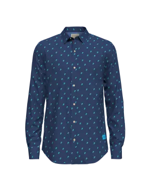 Scotch & Soda - Ditsy printed Poplin Shirt  - Music Note Steel